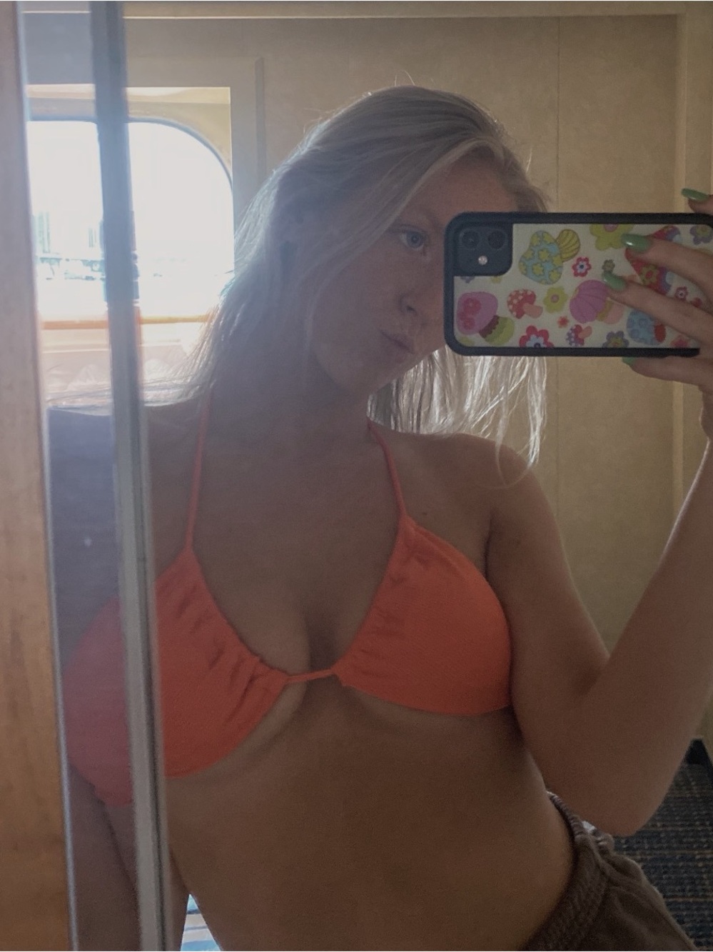 Orange Triangle Bikini Top - Bright Coral Swim